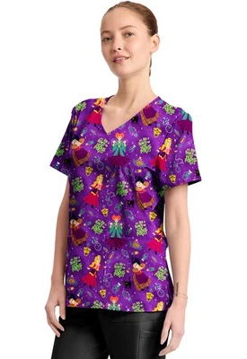 Hocus Pocus Cherokee Scrubs Disney Tooniforms V Neck Top TF794 HDBH - Image 1 of 4