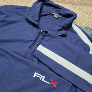 Ralph Lauren RLX Performance 1/4 Zip Pullover Navy Blue Stripe Logo Men’s L - Picture 1 of 7