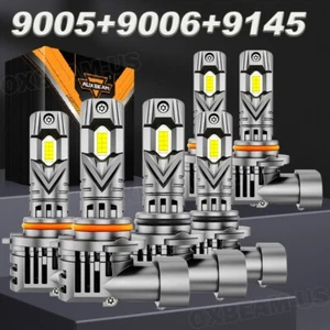 AUXBEAM 9005+9006+9145 Canbus LED Headlight Hi/Low Beam+Fog Bulbs 25000LM 6500K - Picture 1 of 12