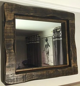 Large Mirror alcove fireplace rustic reclaimed timber wood storage Dark oak wood - Picture 1 of 5