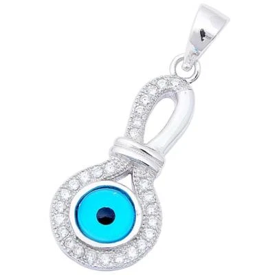 Colgante de plata de ley .925 con circonita cúbica azul mal de ojo Foto 1 de 2
