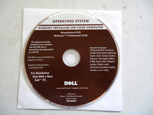 Dell Windows 7 Pro 32-bit Re-Installation DVD Disc - NO COA KEY - Excellent Cond