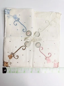 Madeira Napkins Letter “J” Set Of 4 Vintage York Street Ivory Hand Embroidered - Picture 1 of 6