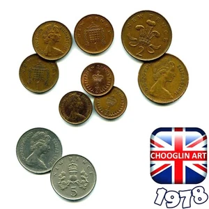 Collection of BRITISH 1978 ELIZABETH II coins, 47 Years Old! - Picture 1 of 1