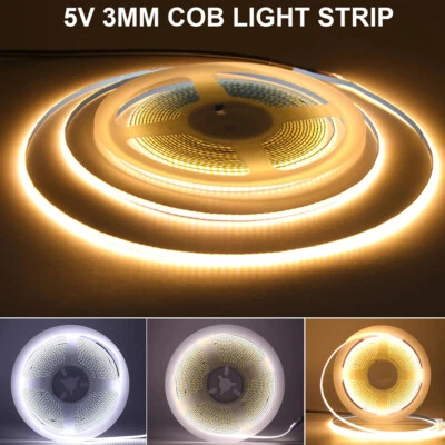 Striscia LED COB ultra sottile 3 mm luce 12 V flessibile lampada ambiente nastro 400 led/m lineare