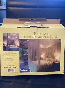 FANTASY 4-Poster Panel Sheer Mosquito Bed Canopy Adjusts  King Romantic Poly net - Picture 1 of 12