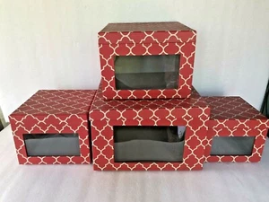 Container Store 4 box Set China Dishes STORAGE Windows & Hinged Lids - Nesting - Picture 1 of 9