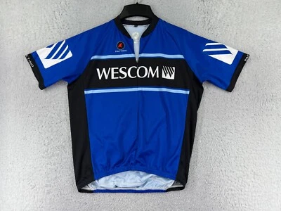 Camiseta de Ciclismo Pactimo Adulto Mediana Azul Blanco Wescom 1/2 Cremallera Poliéster Bolsillos Foto 1 de 4
