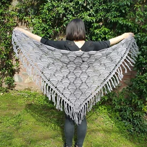 Crochet Shawl Wrap Knit Wedding Shrug Bridal Bolero Evening Shoulder Cover Up - Picture 1 of 10