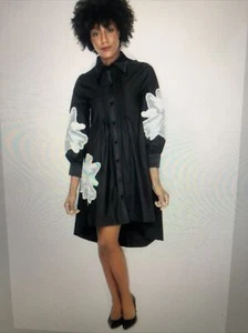 N By Nancy Dress Black Cotten Blend Embroided Emblem Size M - Picture 1 of 12