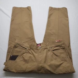 Wrangler Work Pants Mens 40/30 Brown Rip Stop Cargo Heavy Carpenter Double Knee - Picture 1 of 18