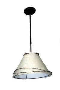 BARBED WIRE HANGING PENDANT LIGHT FIXTURE: RUSTIC, RANCH, LODGE, WESTERN  - Picture 1 of 1