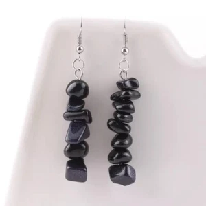 Black Stone, Rock Style Dangle Earrings - Picture 1 of 2
