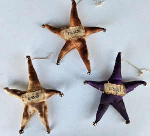Halloween primitivo arte popular truco trato boo estrella campanas adornos tazón relleno - Imagen 1 de 8