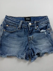 Hudson Jean Shorts Girls Size 10 Reverie Short Studded Blue Denim Adjustable - Picture 1 of 8