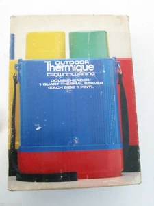 1QT Double Thermos-Crown Corning Doubleheader Outdoor Thermique Vintage 1985 - Picture 1 of 6