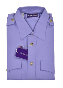 Ralph Lauren Purple Label Lavender Military Pocket Dress Shirt L New $425