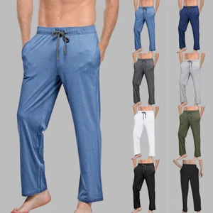 Mens Casual Baggy Trousers Wide Leg Elastic Waist Yoga Sport Lounge Harem Pants - Picture 1 of 29