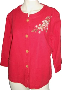 Classic Elements Top S/CH 6-8 Floral Embroidered Linen Blend BEACHY NORMCORE MOM - Picture 1 of 9