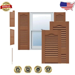 Elegant Vinyl Open Louver Shutters 12"W x 36"H - Easy Installation Included - Picture 1 of 11