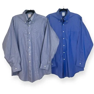 2er Set Brooks Brothers Original Polo Slim Fit Blau Herrenhemden 16-33 - Bild 1 von 11