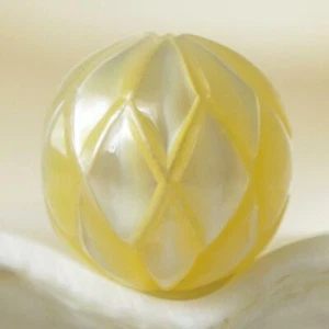 Hand-Carved South Sea Pearl Champagne Round drilled Indonesia 1.47 g - Picture 1 of 8