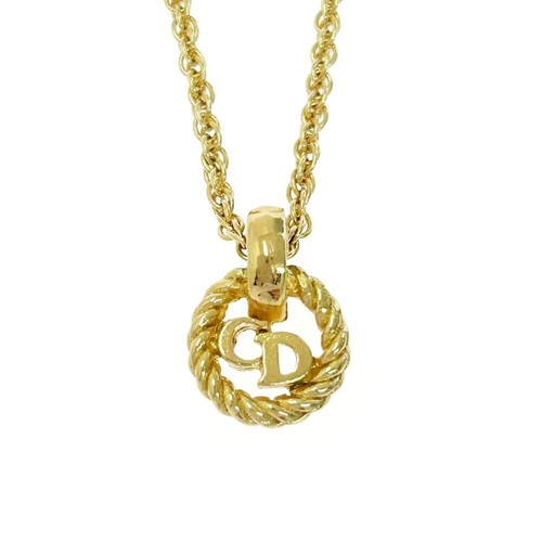 Christian Dior Collana Cerchio Girevole Logo CD Placcato Oro per Donna Oro 4243...
