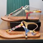 #501 Fergalicous By Fergie Womans Braided Thong Sandals Size 6.5 Multi-Color