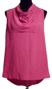 Serena Womens Hi-Low Sleeveless Cowl Neck Pink Summer Top Shirt M $49 - Picture 1 of 5