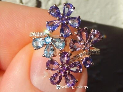 ANILLO CARA ANCHA 9/10 PULGADAS ORO ROSA EFFY MULTI PIEDRAS PRECIOSAS Y DIAMANTES FLORALES Foto 1 de 4