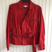 CAbi First Mate Jacket #401 Red Belted Zipper Front Moto Medium