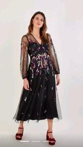 Monsoon Colbie Embellished Midi Occasion Dress Size 12 New - Picture 1 of 8
