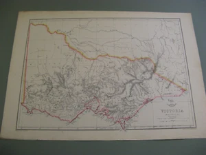 100% ORIGINAL LARGE VICTORIA MELBORNE AUSTRALIA MAP BY WELLER C1863 VGC - Picture 1 of 1