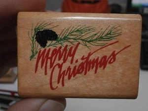 Timbro Natale Merry Christmas rubber stamp vintage 1991 Tucson Arizona - Foto 1 di 1