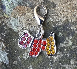 Red Yellow Terrier Westie Dog Charm Collar Llavero Rhinestone Sparkly Diamante - Imagen 1 de 2