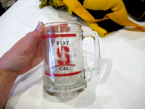 Stanford University glass mug, cardinals tree logo "Beat Cal" Cover