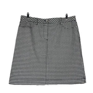 Gonna Talbots donna taglia 14 nera bianca gingham twill preppy elasticizzata tasche - Foto 1 di 6