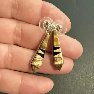 PENDIENTES firmados por Calvin Begay nativos americanos de plata esterlina con múltiples piedras - Imagen 1 de 4