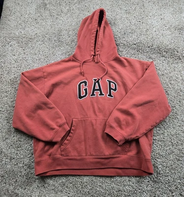 GAP Hoodie XL Womens Orange Long Sleeve Arch Logo Pullover Pockets Sweatshirt - Image 1 of 4
