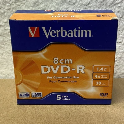 5x Verbatim 8cm DVD-R 1,4 GB 30 Minuten für Camcorder - Neu & OVP - Bild 1 von 4