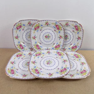 6 Royal Albert Petit Point 6" Square Bread Plates Bone China England VGC - Picture 1 of 3