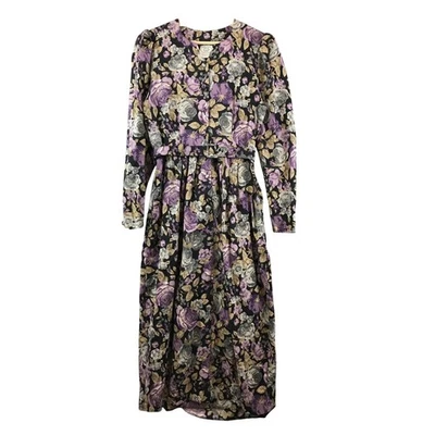 Vintage Laura Ashley Floral Dress Long Sleeve Button Down Midi Cottagecore 8 - Image 1 of 4