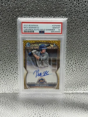 2023 Bowman Chrome Prospects Gold Shimmer Auto Nick Morabito #CPANM 07/50 PSA 10 - Image 1 of 2