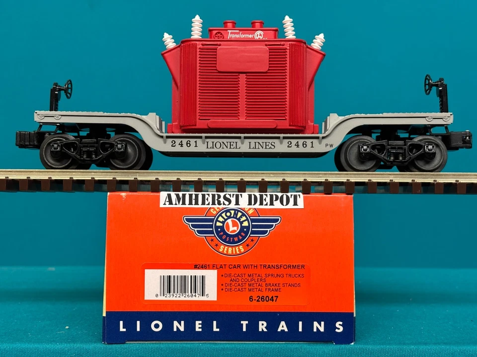6-26047 Lionel Flat Car w/Transformer #2461 Postwar Celebration Series O/O27 New - Image 1 of 1