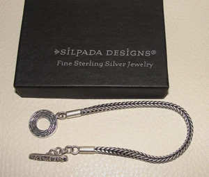 925 SILPADA Sterling Silver FOX TAIL Chain Rope Bracelet 7.25" 14 grams B1704 - Picture 1 of 6