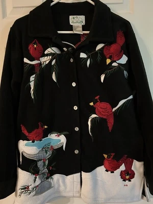 Quacker Factory  Women's Fleece Jacket Cardinals~Christmas - Image 1 of 4