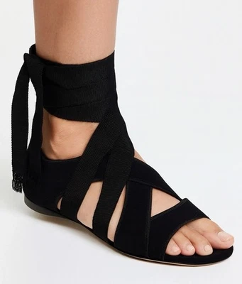 罕见全新 Christian DIOR RUNWAY 黑色绑带平底凉鞋 尺码 EU36 — 第 1/4 张图片