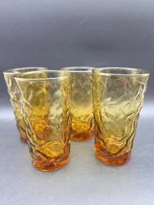 4x Preciosos vasos de agua retro vintage de vidrio ámbar - Imagen 1 de 6