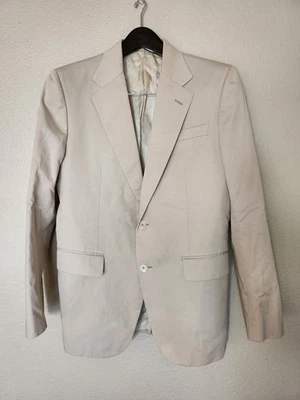Valentino Blazer Coat Suit Jacket 100% Cotton Beige Tan Unlined IT 48 US 38 Itly - Image 1 of 4