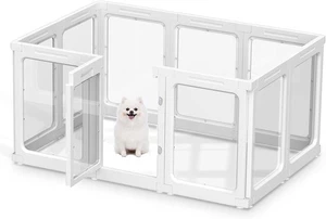 Transparenter Welpenauslauf aus Acryl – 9 Paneele Laufgitter 125x85x60 cm - Bild 1 von 7